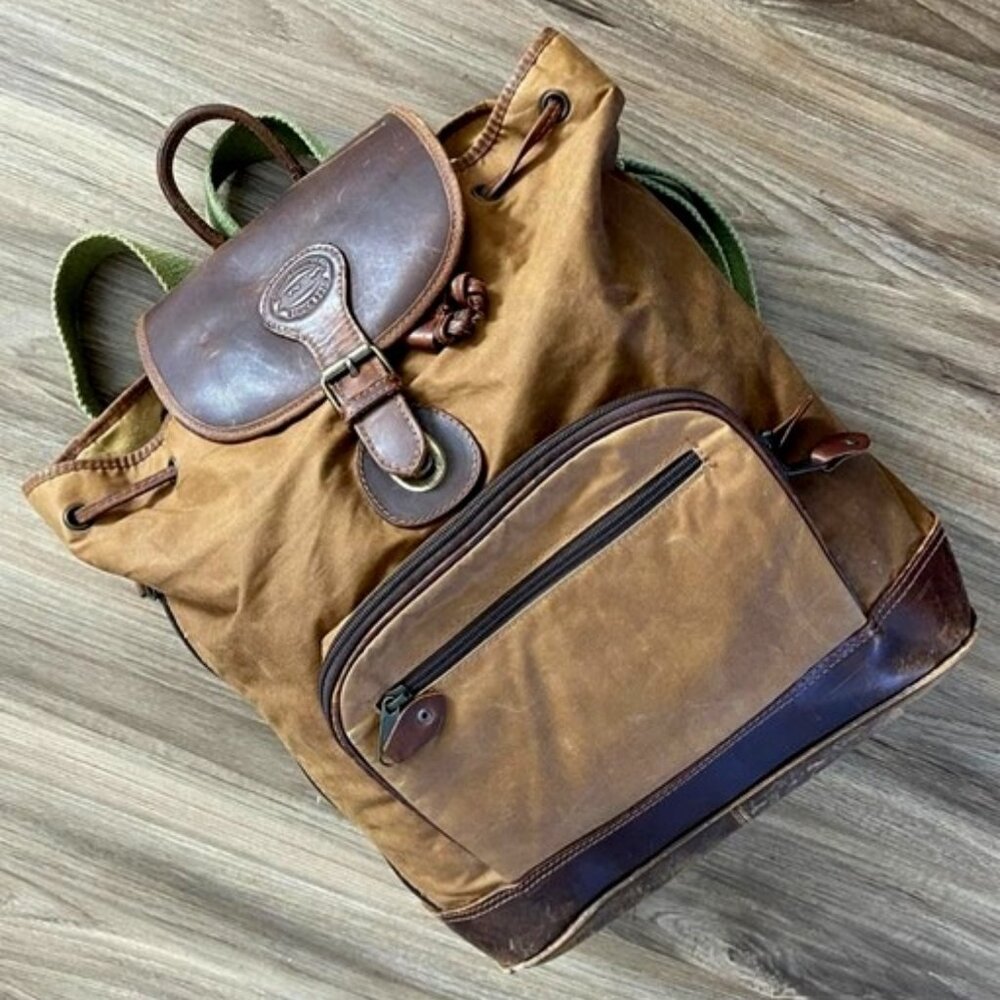 Eddie Bauer backpack Vintage Original leather brown canvas waterproof